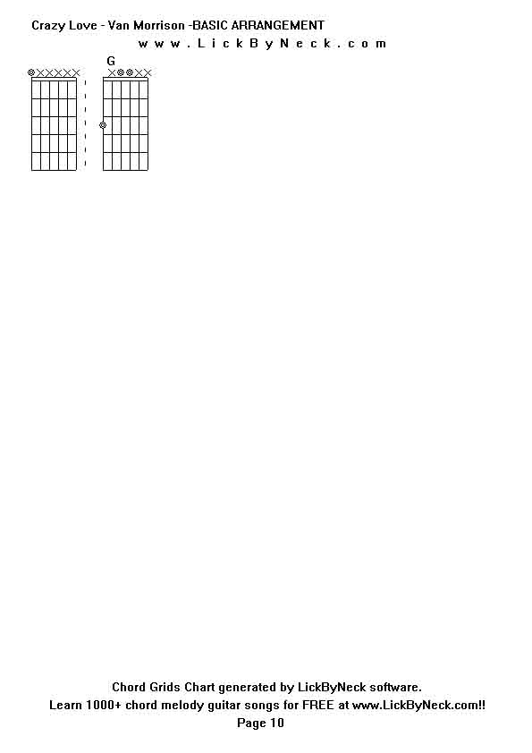 Chord Grids Chart of chord melody fingerstyle guitar song-Crazy Love - Van Morrison -BASIC ARRANGEMENT,generated by LickByNeck software.